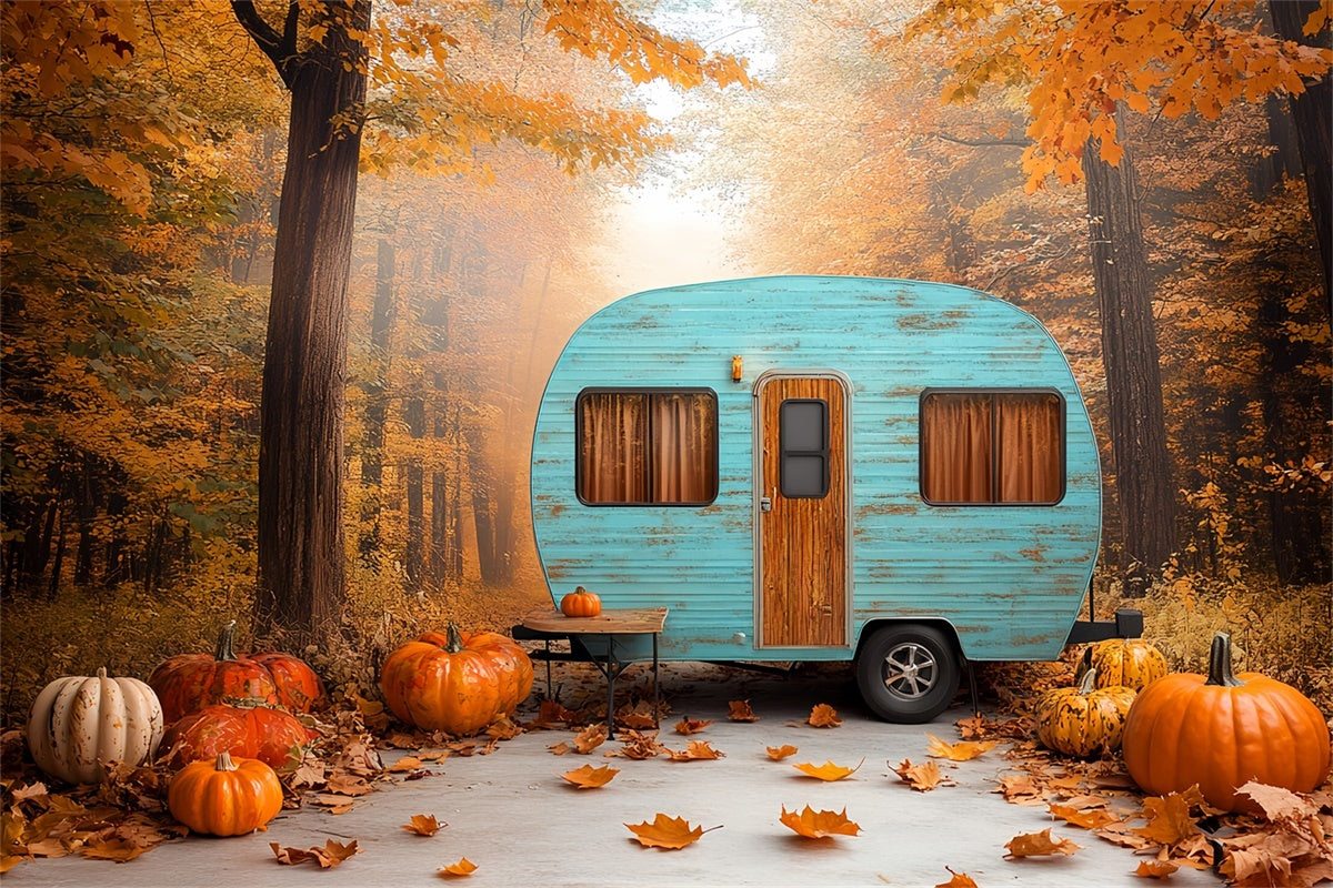 Forest Photo Backdrop Pumpkin Forest Camper Fall Backdrops CSH6-200