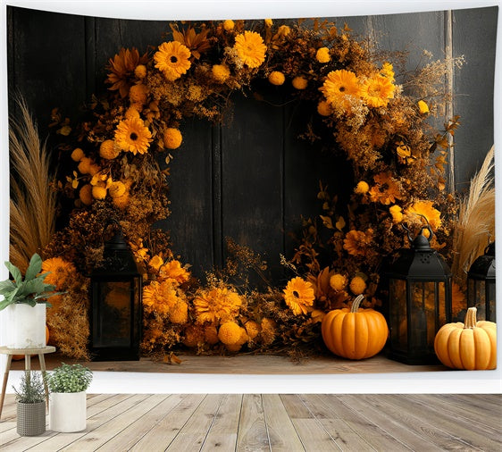 Fall Photo Backdrops Golden Harvest Wreath Backdrop CSH6-202