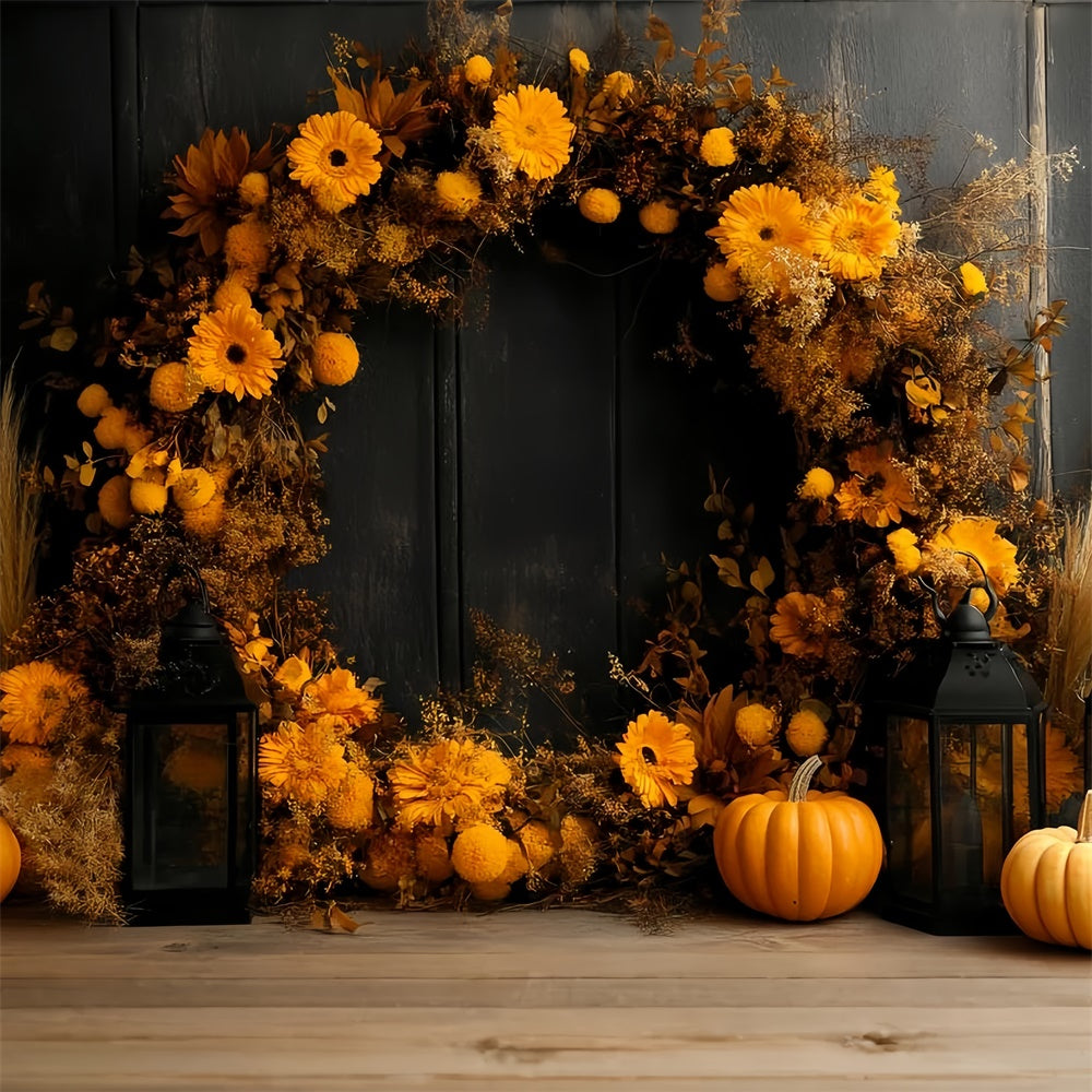 Fall Photo Backdrops Golden Harvest Wreath Backdrop CSH6-202