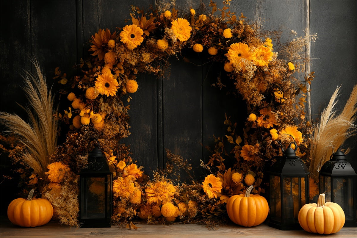 Fall Photo Backdrops Golden Harvest Wreath Backdrop CSH6-202