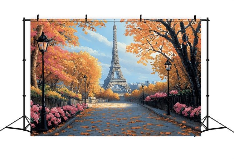 Fall Photo Backdrop Golden Parisian Stroll Backdrop CSH6-206
