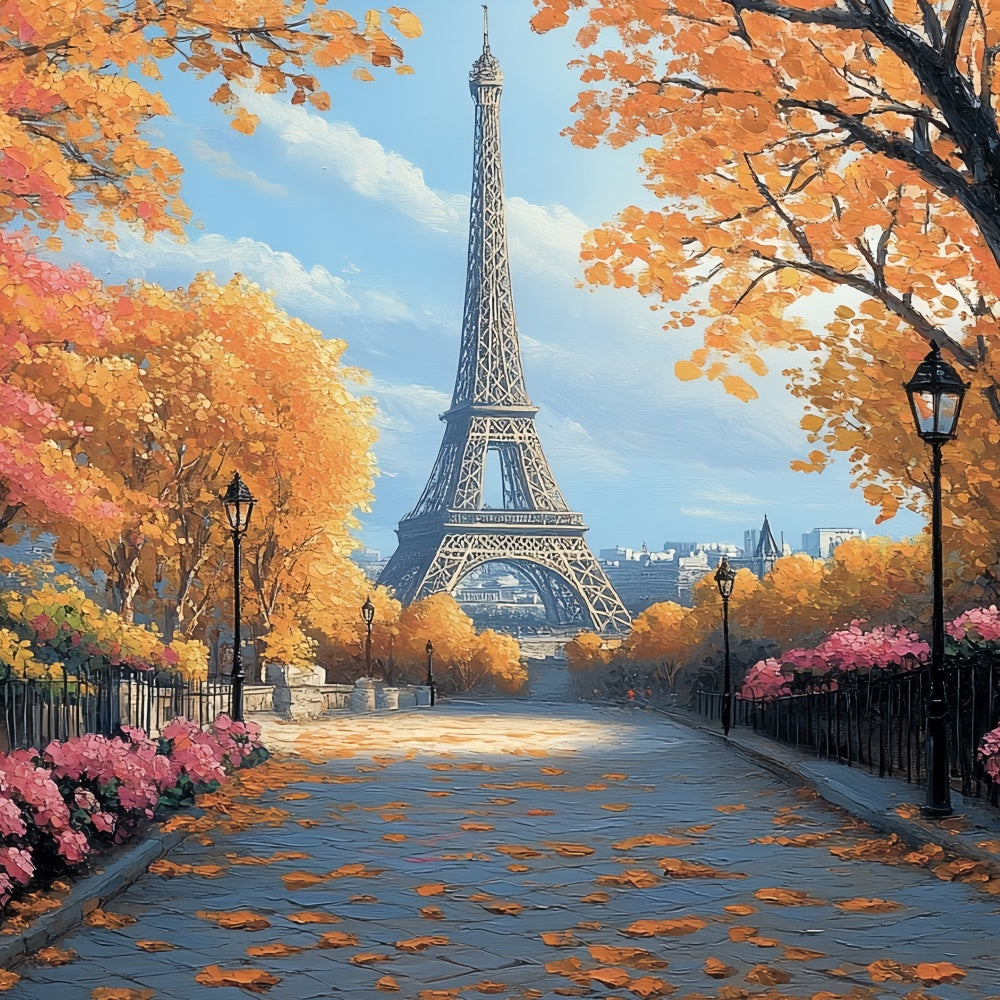 Fall Photo Backdrop Golden Parisian Stroll Backdrop CSH6-206
