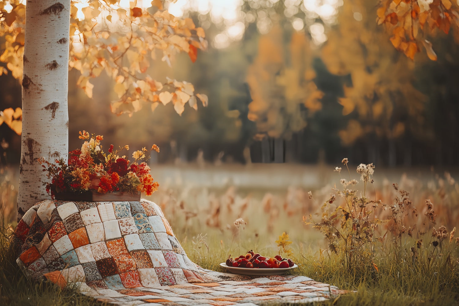 Fall Forest Backdrop Country Picnic Time Backdrop CSH6-207