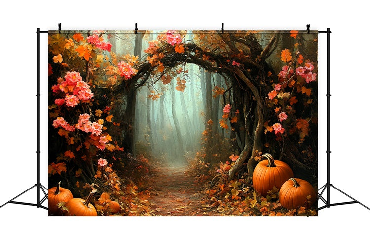 Forest Backdrop Pumpkin Trail Archway Autumn Backdrop CSH6-209