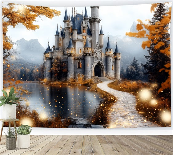 Fall Photography Backdrops Golden Leaves Castle Backdrop CSH6-210