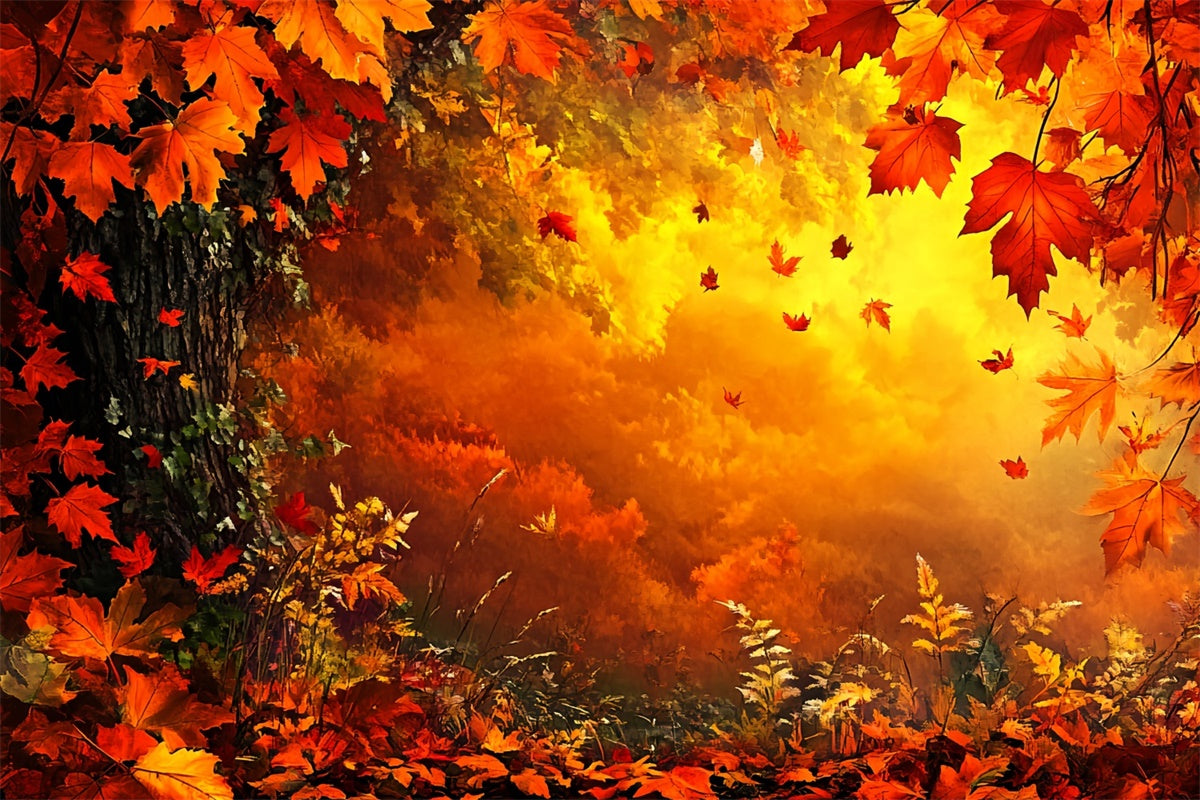 Autumn Leaves Backdrop Dancing Leaves Fantasy Backdrop CSH6-213
