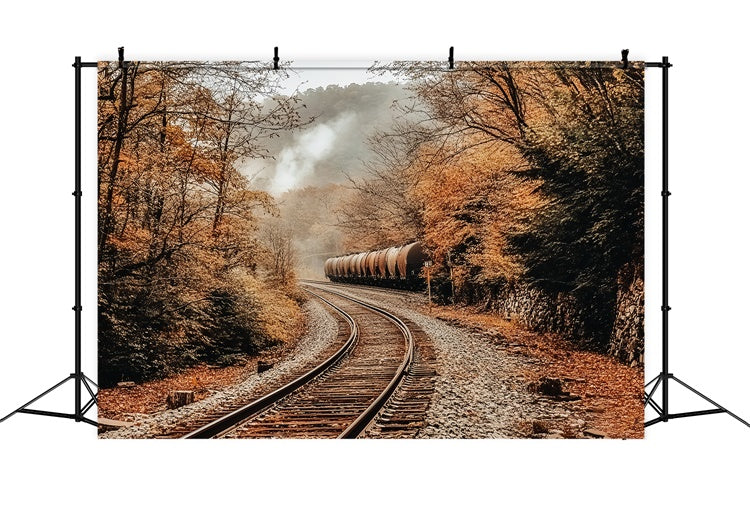 Forest Photo Backdrop Woodland Railway Charm Fall Backdrop CSH6-215