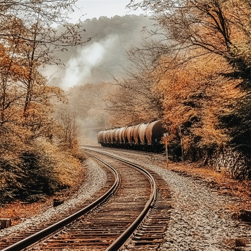Forest Photo Backdrop Woodland Railway Charm Fall Backdrop CSH6-215