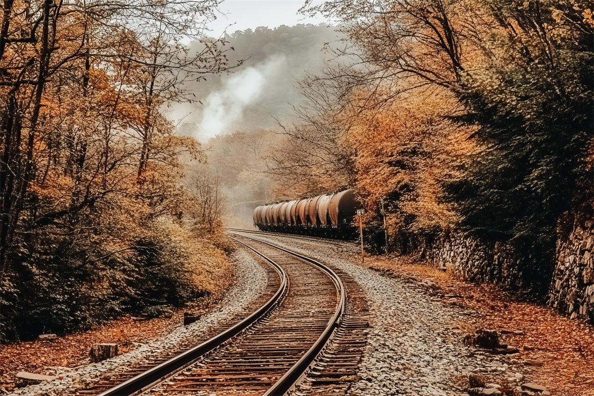 Forest Photo Backdrop Woodland Railway Charm Fall Backdrop CSH6-215