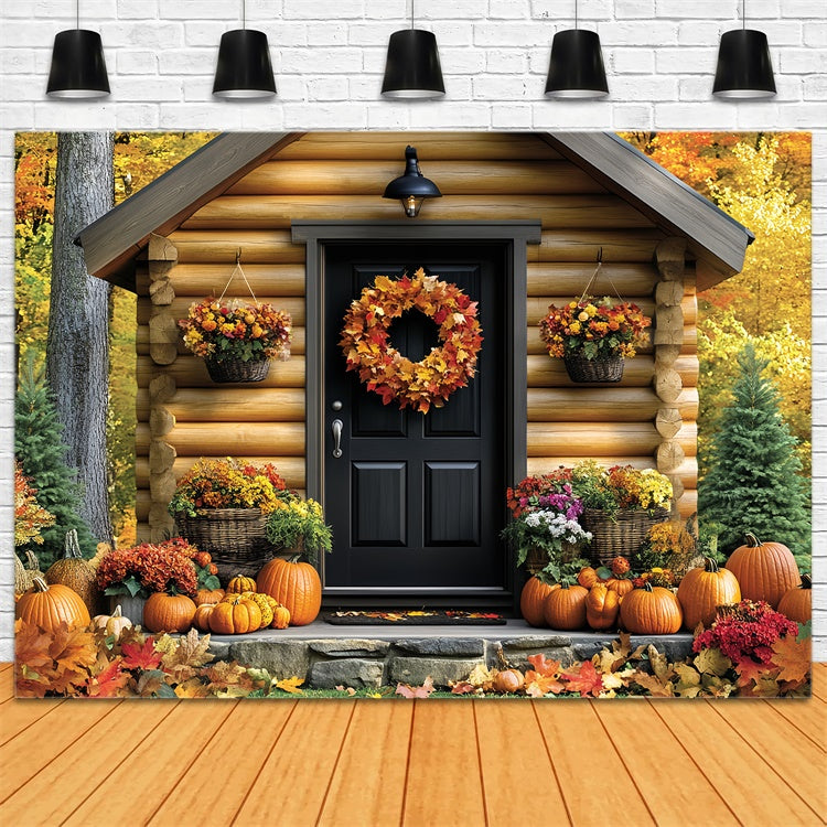 Fall Backdrop For Pictures Cozy Cabin Entrance Backdrop CSH6-217