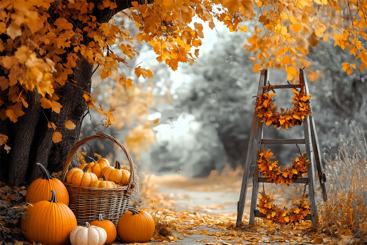 Fall Photo Backdrop Harvest Ladder Pumpkin Backdrop CSH6-228