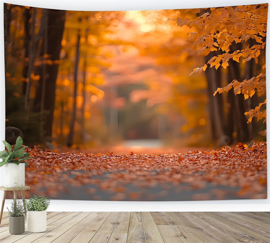Fall Leaves Backdrop Tranquil Autumn Path Forest Backdrop CSH6-230