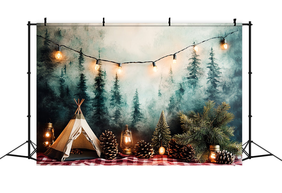 Smash Cake Backdrop Woodland Tent Fairy Lights Backdrop CSH6-291
