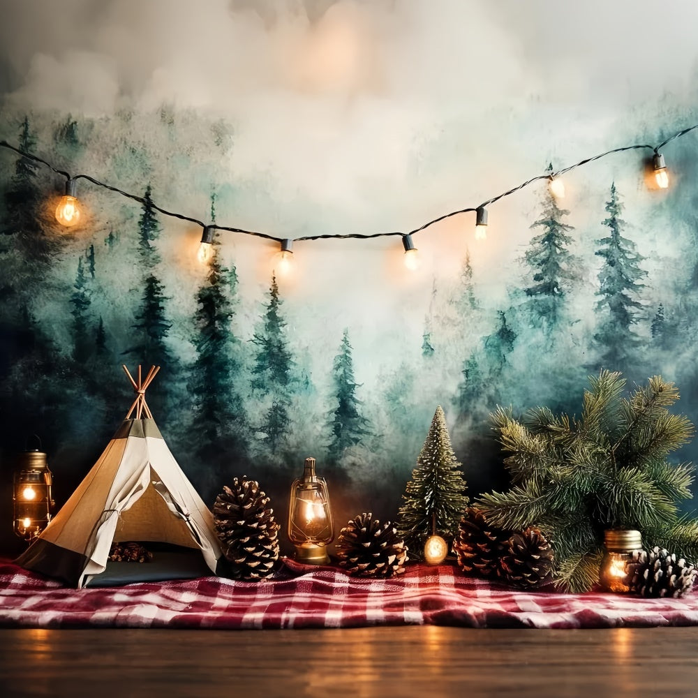 Smash Cake Backdrop Woodland Tent Fairy Lights Backdrop CSH6-291