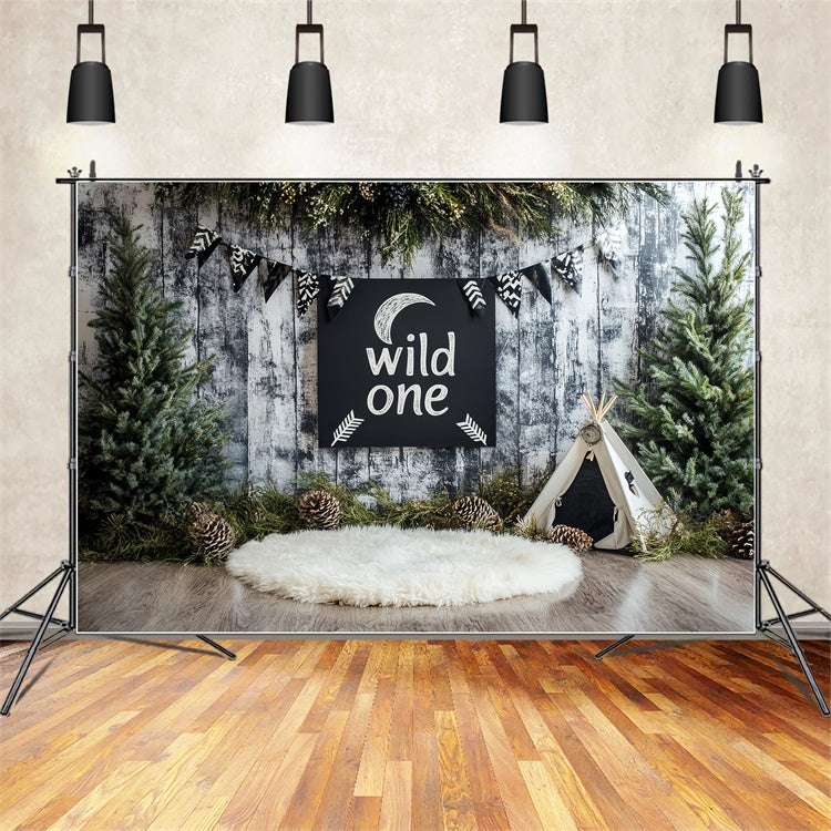 1st Birthday Backdrop Woodland Explorer Party Backdrop CSH6-293