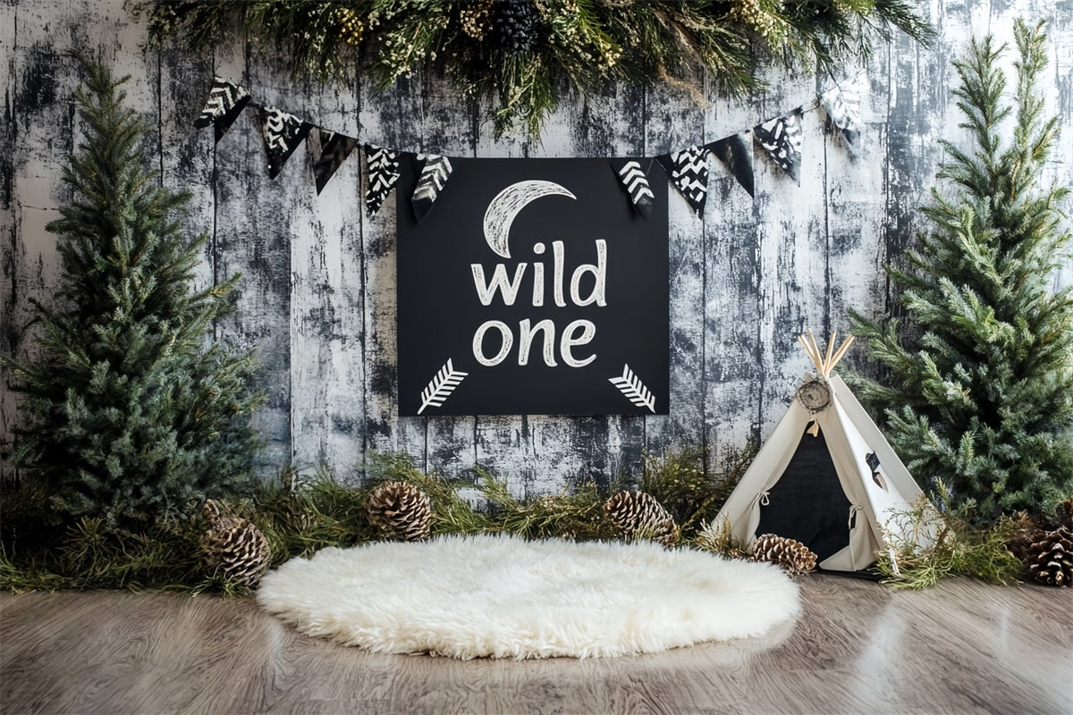 1st Birthday Backdrop Woodland Explorer Party Backdrop CSH6-293