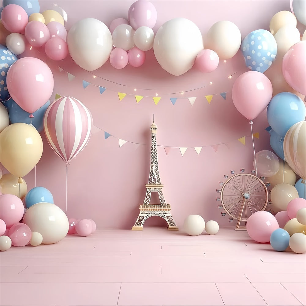 Cake Smash Backdrop Girl Sweet Paris Fantasy Backdrop CSH6-295