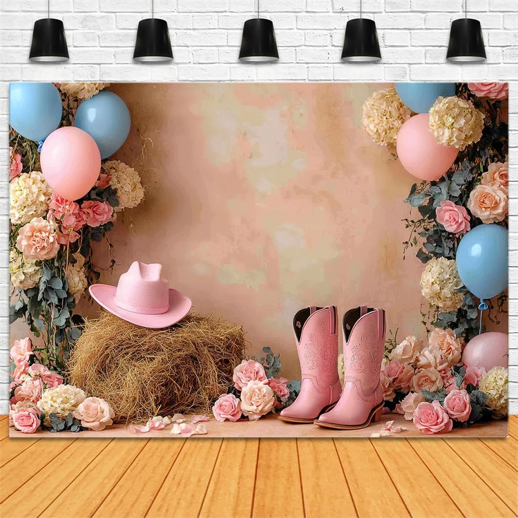 Cake Smash Backdrop Girl Pink Cowgirl Rodeo Backdrop CSH6-303
