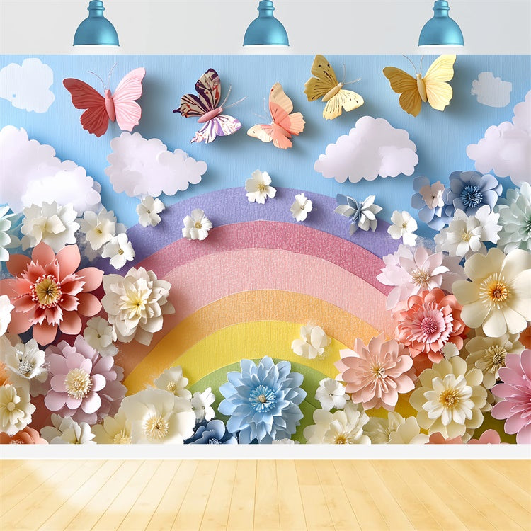 Smash Cake Backdrop Floral Fantasy Butterfly Backdrop CSH6-310