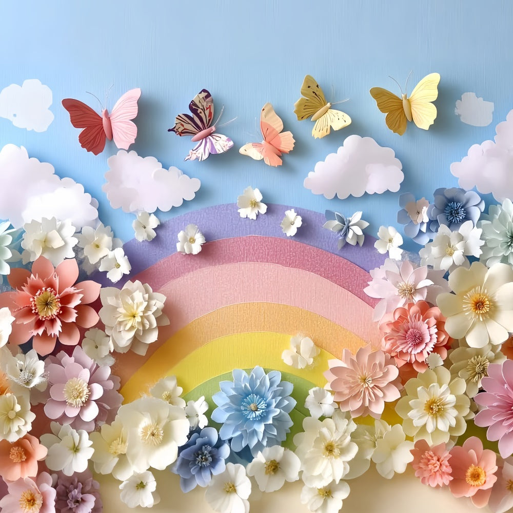 Smash Cake Backdrop Floral Fantasy Butterfly Backdrop CSH6-310