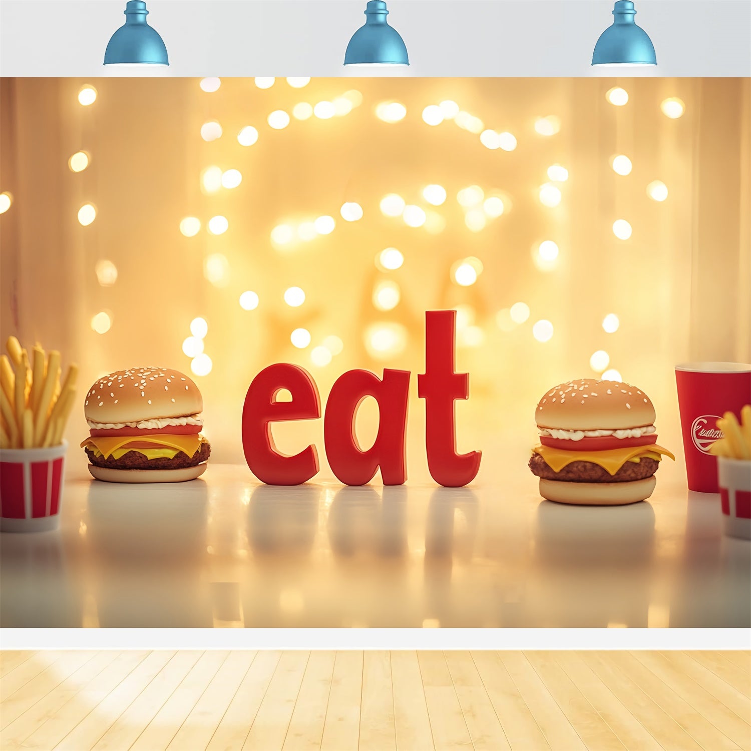Cake Smash Backdrops Burger Fries Glow Backdrop CSH6-314