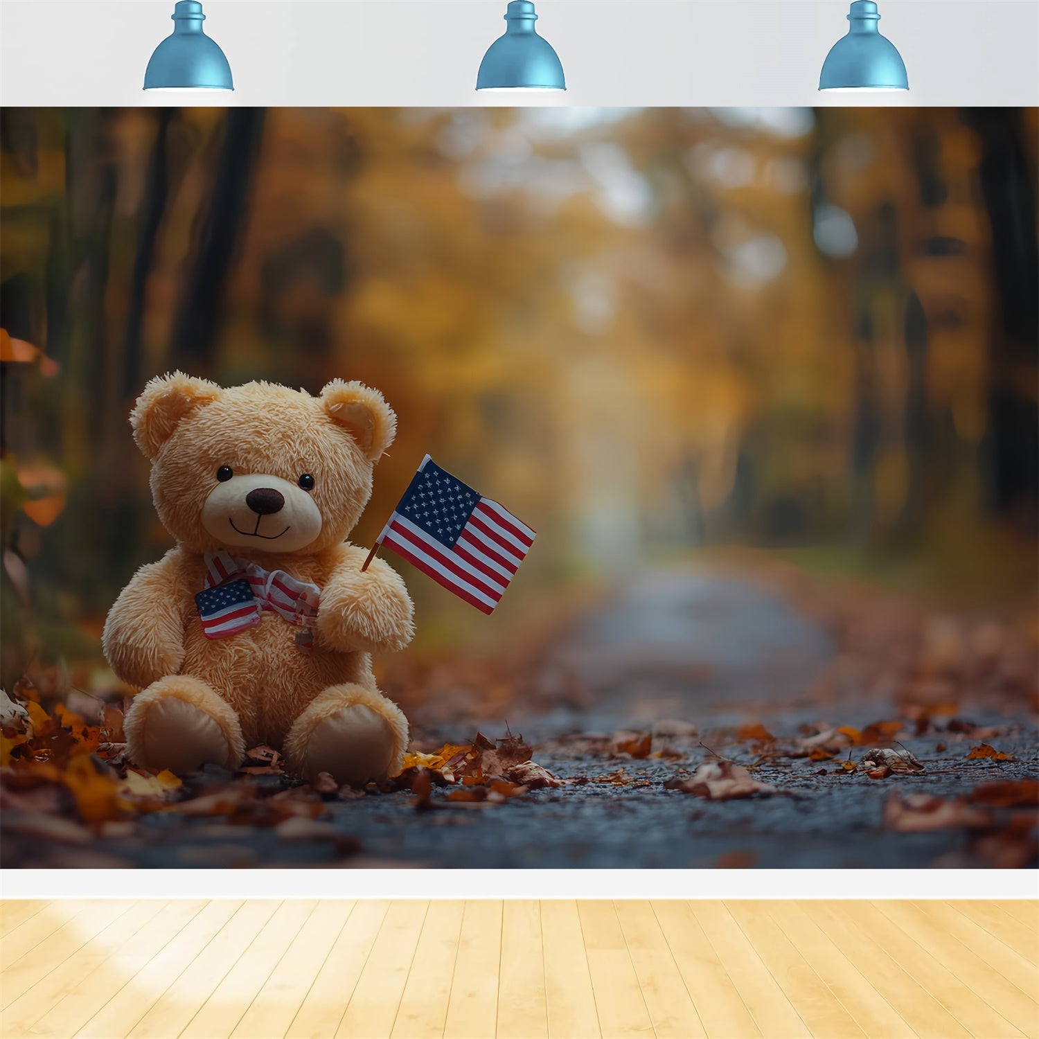 4th of July Photography Backdrops Patriot Teddy Trail Backdrop CSH6-44