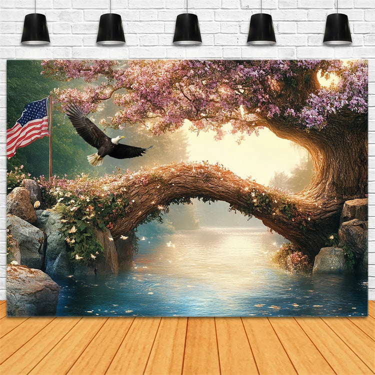Independence Day Backdrop Patriotic Blossom River Backdrop CSH6-45