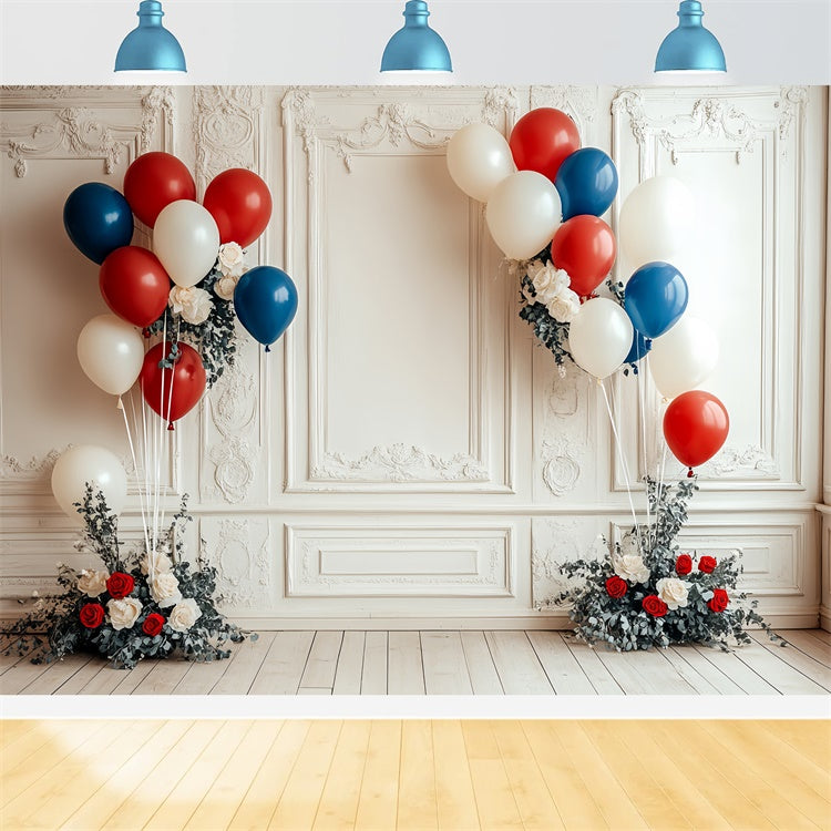 4th of July Backdrop Floral Balloon Vintage Wall Backdrop CSH6-48