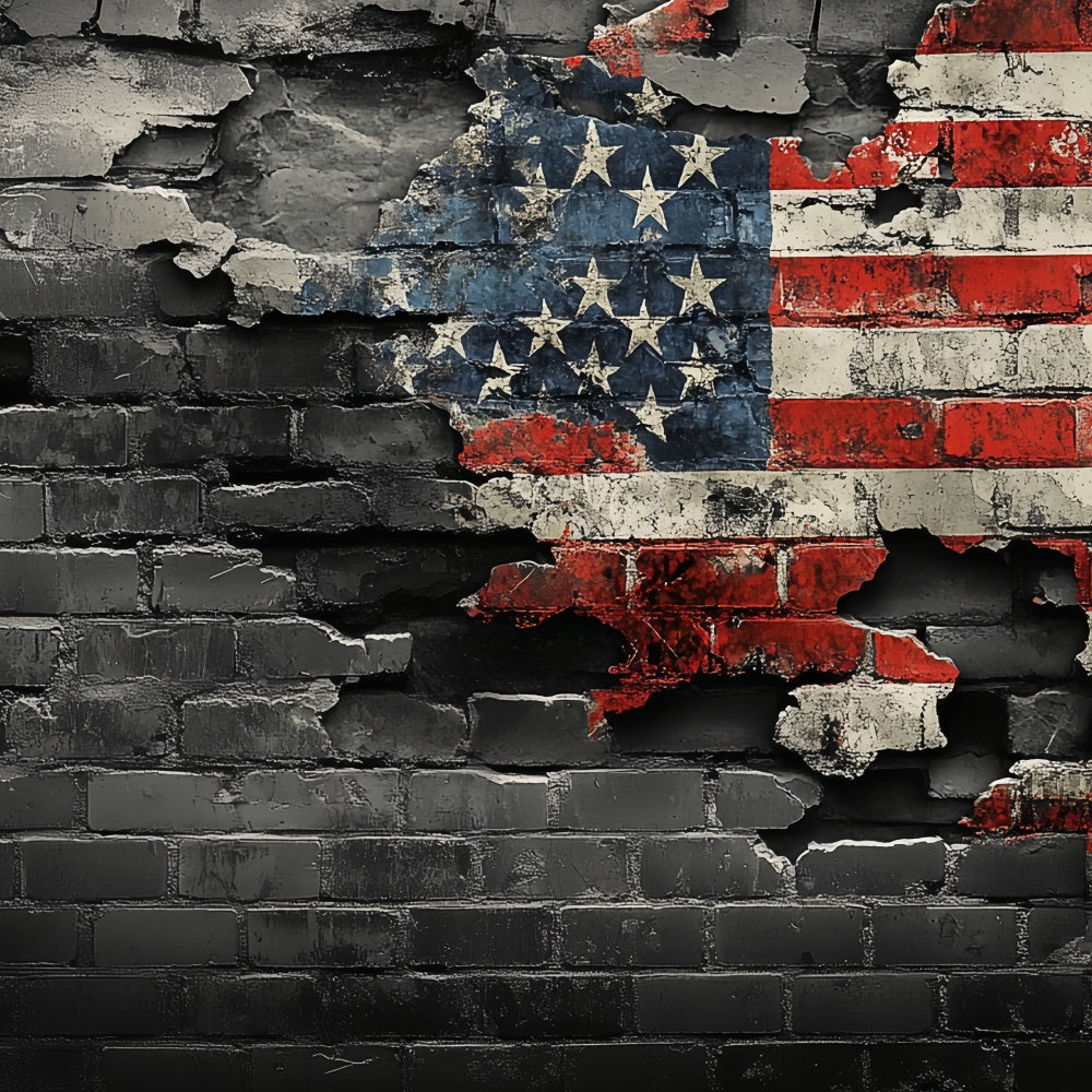 4th of July Photo Backdrop Brick Wall Patriot Backdrop CSH6-8