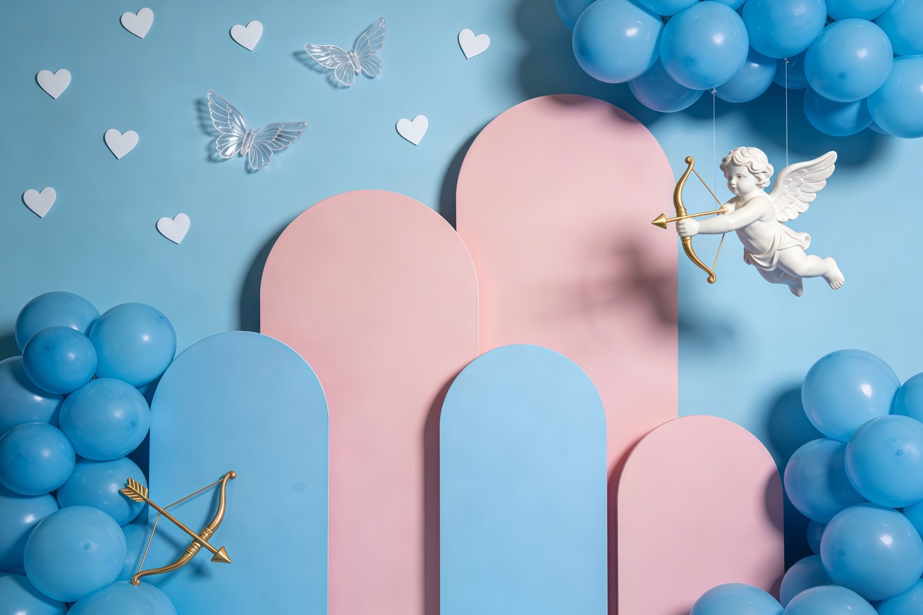 Cupid Valentine's Day Backdrop Arch Balloon Display Valentine Backdrops For Pictures CSH61-112