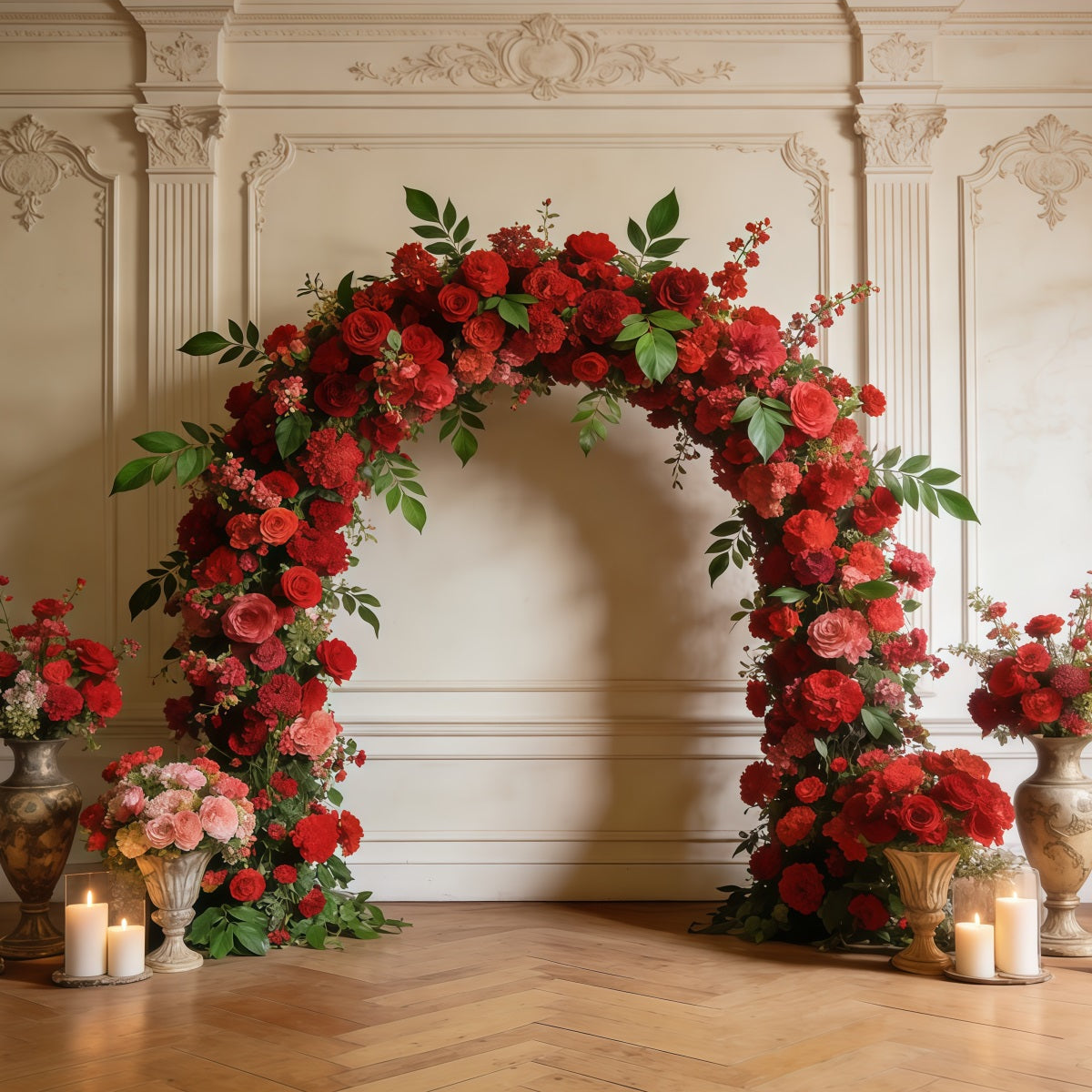 Wildflower Backdrop Ideas Elegant Red Rose Archway Pastel Floral Backdrop CSH61-128