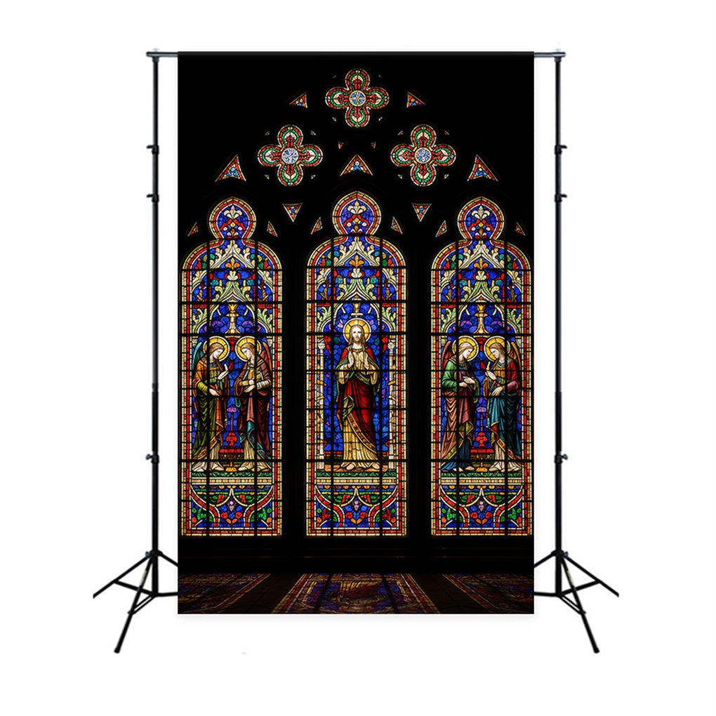 Stained Glass Window Backdrop Sacred Trinity Religious Scene Happy Easter Backdrop CSH61-16