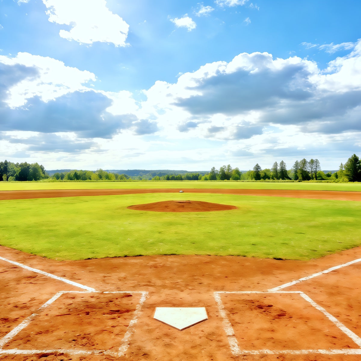 Baseball Backdrops Sunny Home Plate Field Sports Photography Backdrops CSH61-176