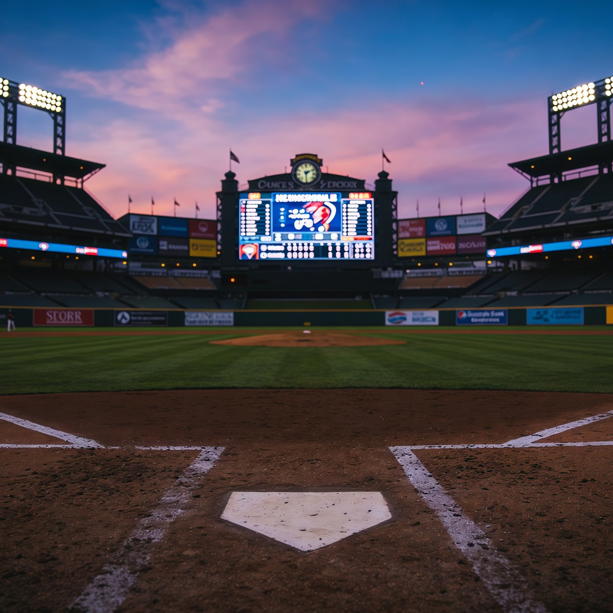 Baseball Backdrops Twilight Stadium Scoreboard Glow Sports Backdrops For Photography CSH61-192