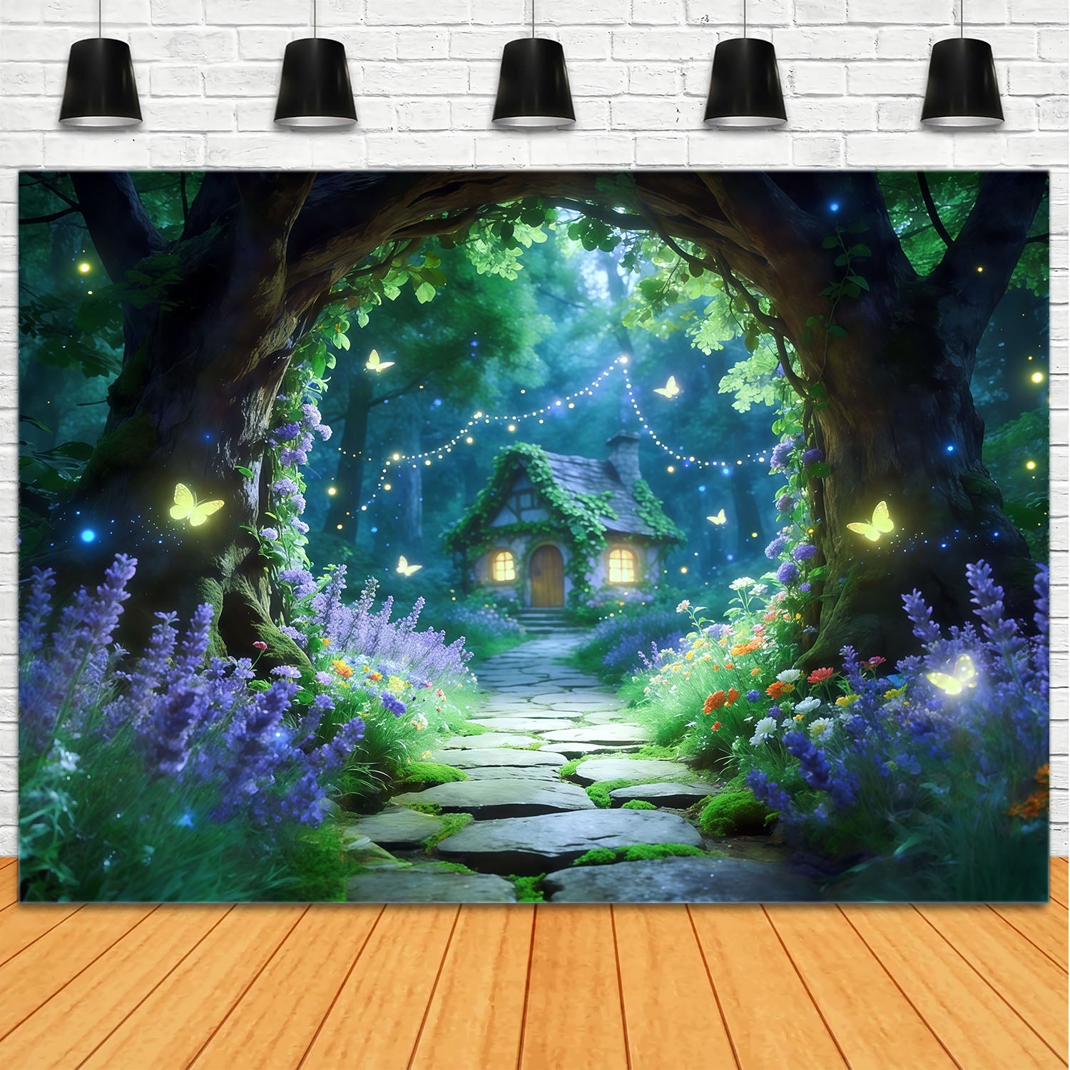Magical Forest Backdrop Firefly Cottage Garden Path Forest Backdrop Ideas CSH61-203