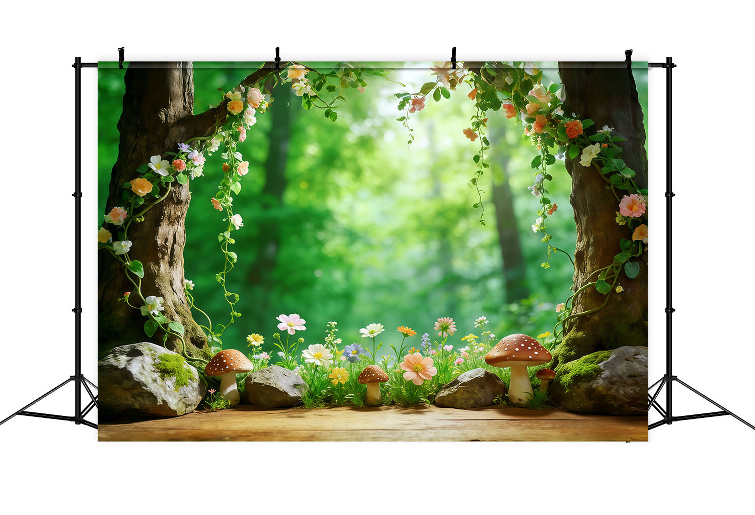 Woodland Forest Backdrop Floral Tree Hollow Garden Frame Photography Backdrop Forest CSH61-209