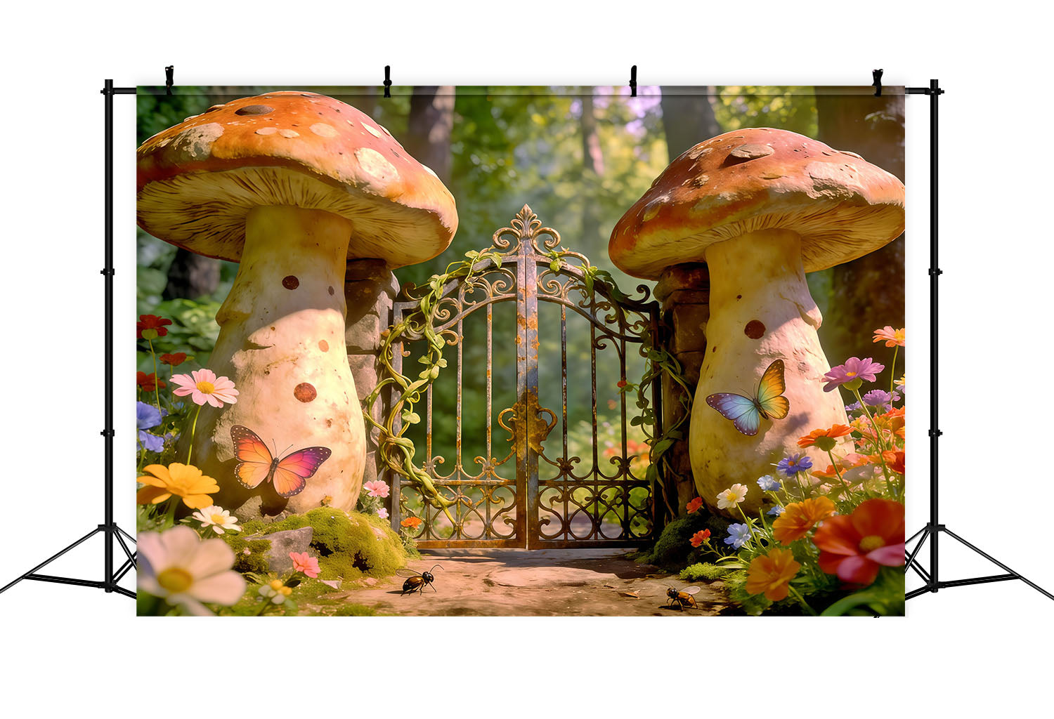 Fairy Forest Backdrop Enchanted Mushroom Gate Garden Forest Backdrop Photography CSH61-218