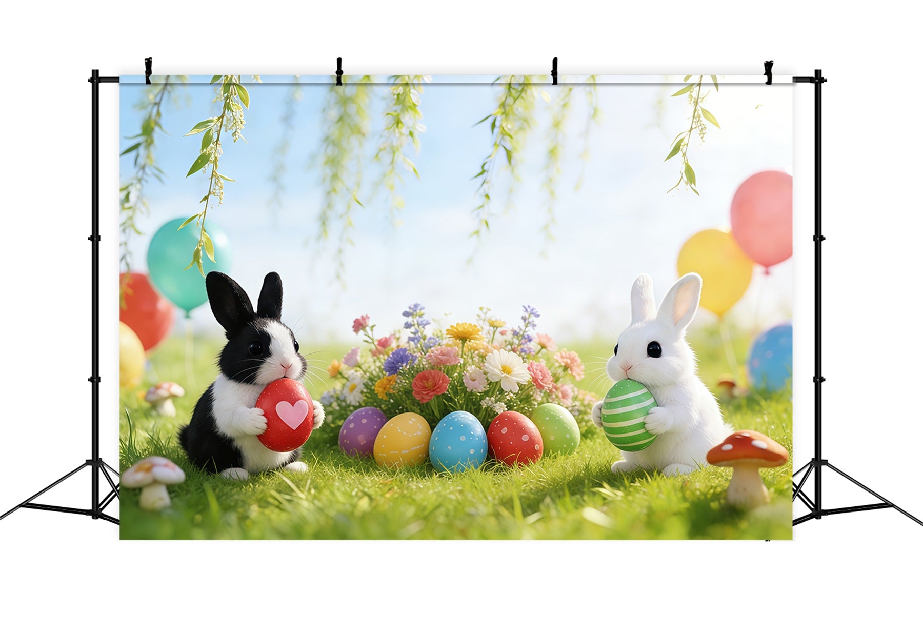 Easter Bunny Backdrop Balloon Spring Meadow Garden Backdrop Easter CSH61-24