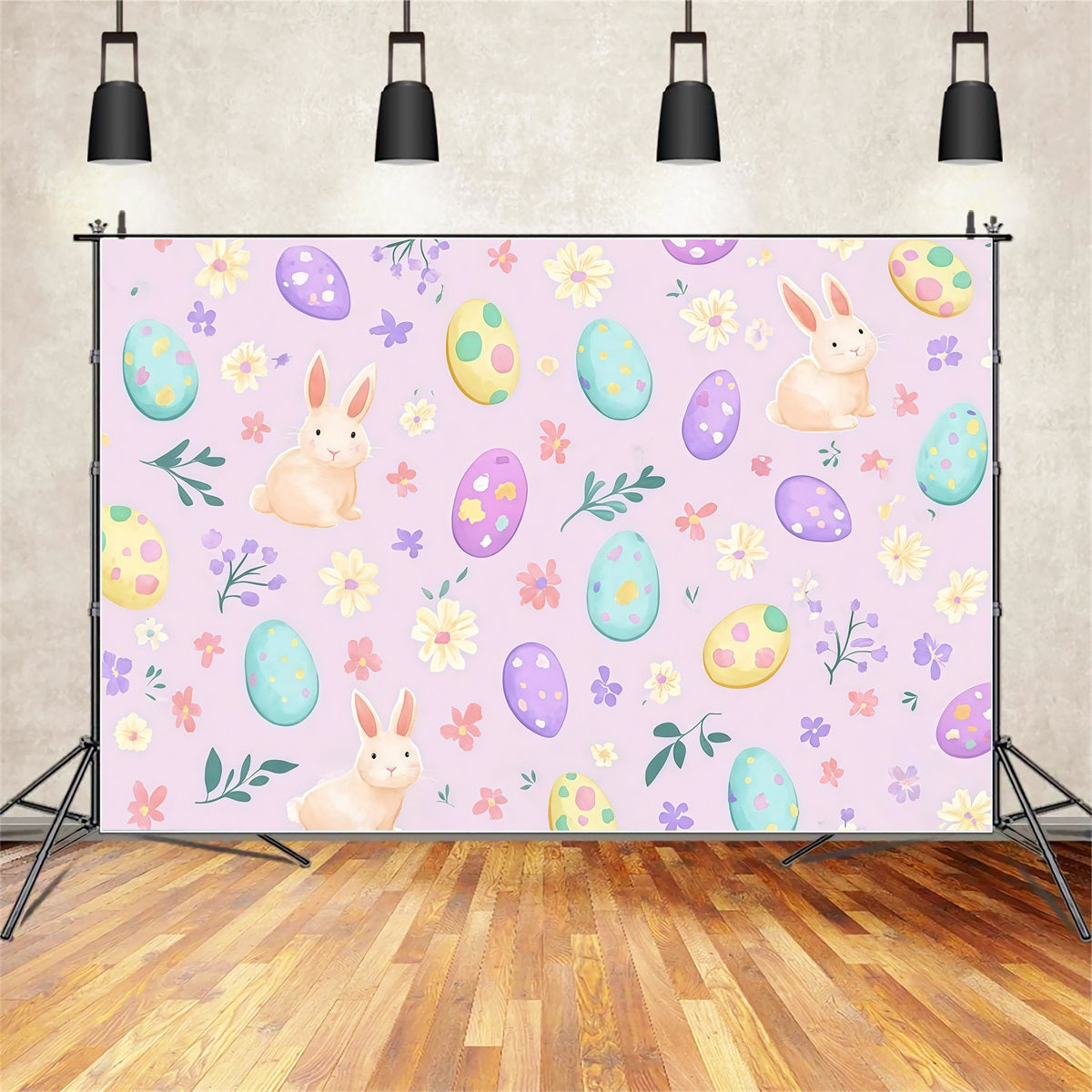 Easter Bunny Backdrop Watercolor Print Egg Pattern Easter Photo Backdrop Ideas CSH61-31
