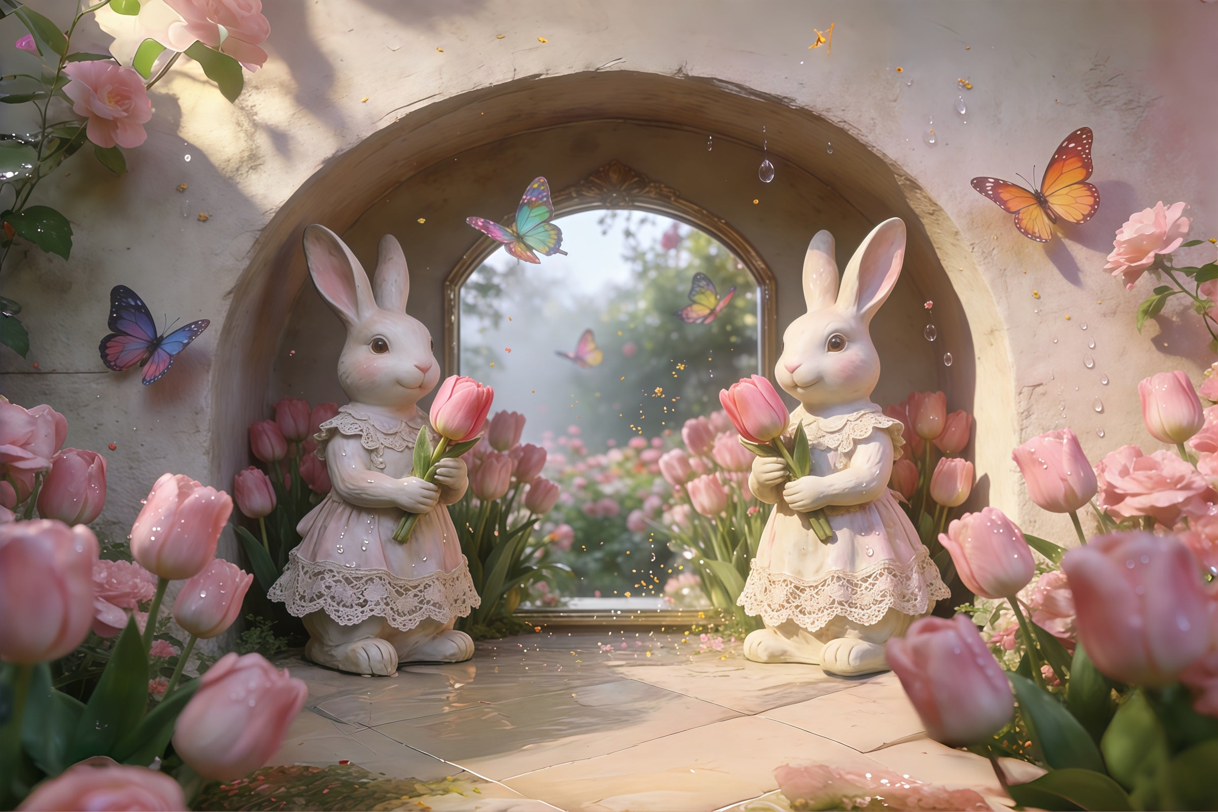 Easter Bunny Backdrop Ideas Romantic Floral Arch Garden Easter Backdrop Photography CSH61-48