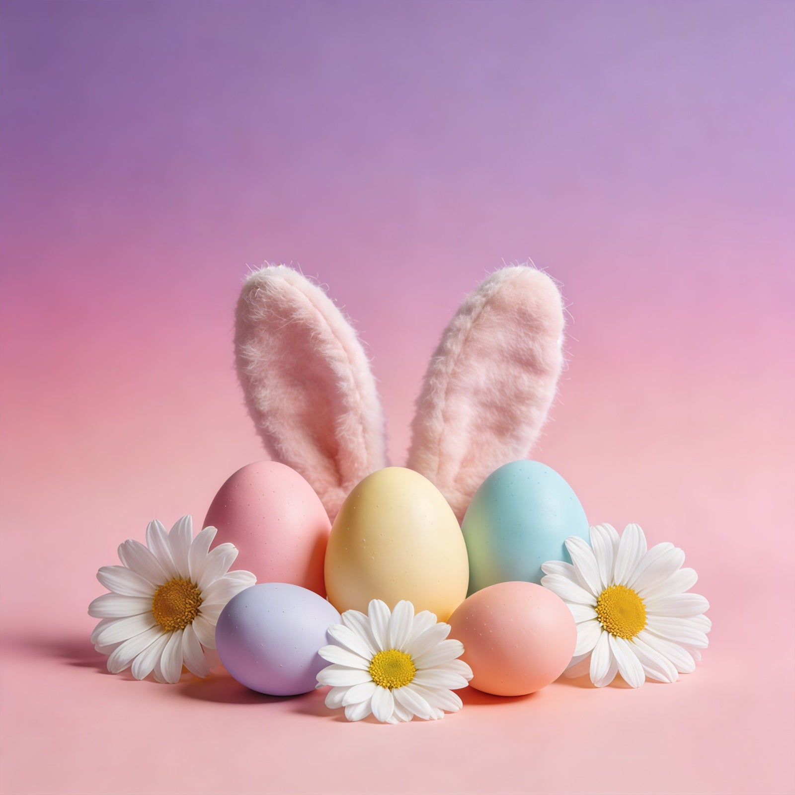 Easter Bunny Backdrop Ideas Ears Pastel Eggs Daisies Easter Photo Backdrops CSH61-49