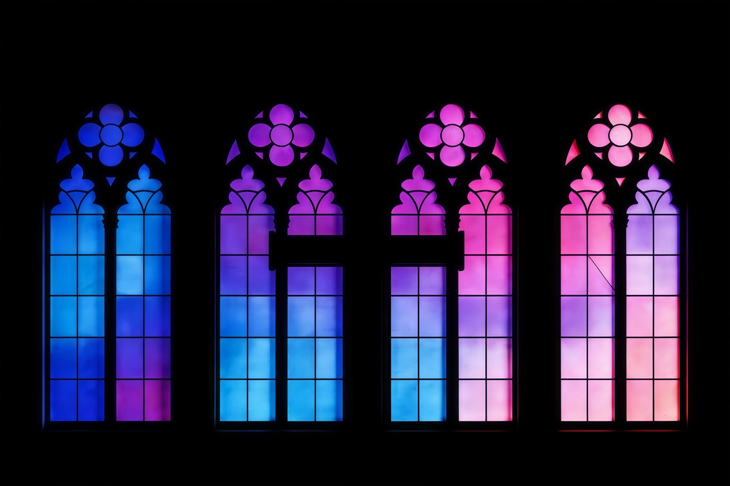 Easter Stained Glass Backdrop Gradient Purple Church Window Easter Backdrops For Photos CSH61-77