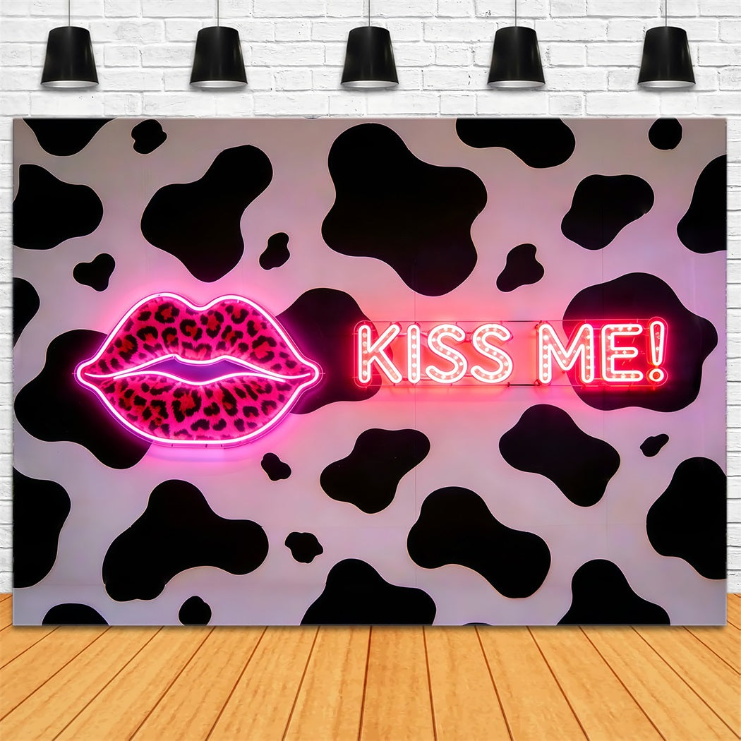 Kissing Lips Backdrop Neon Signs Pop Wall Romantic Backdrop CSH61-98
