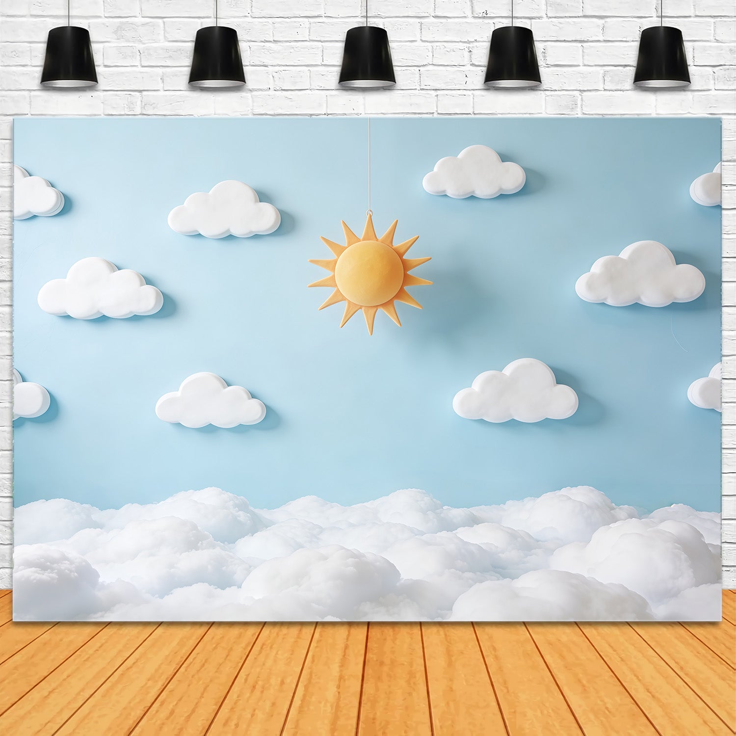 Clouds Photo Backdrop Sun Cutout Blue Sky Newborn Backdrop CSH62-117