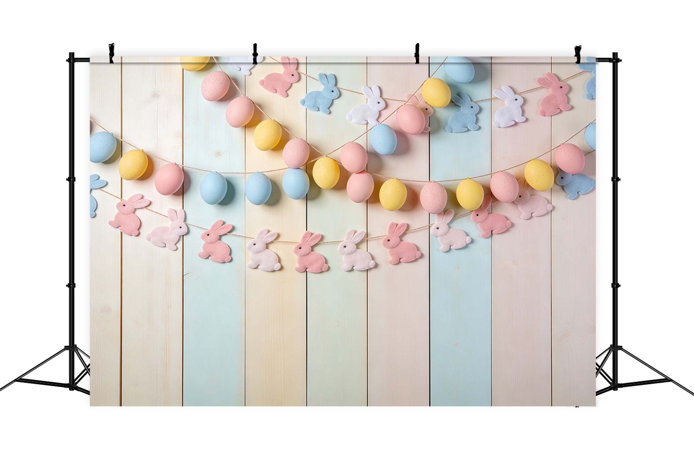 Easter Egg Backdrop Bunny Garland Pastel Wood Photo Backdrops Easter CSH62-70