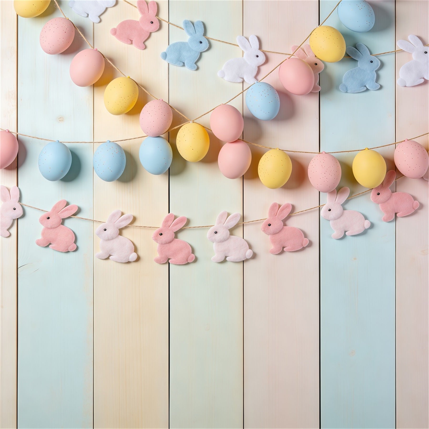 Easter Egg Backdrop Bunny Garland Pastel Wood Photo Backdrops Easter CSH62-70