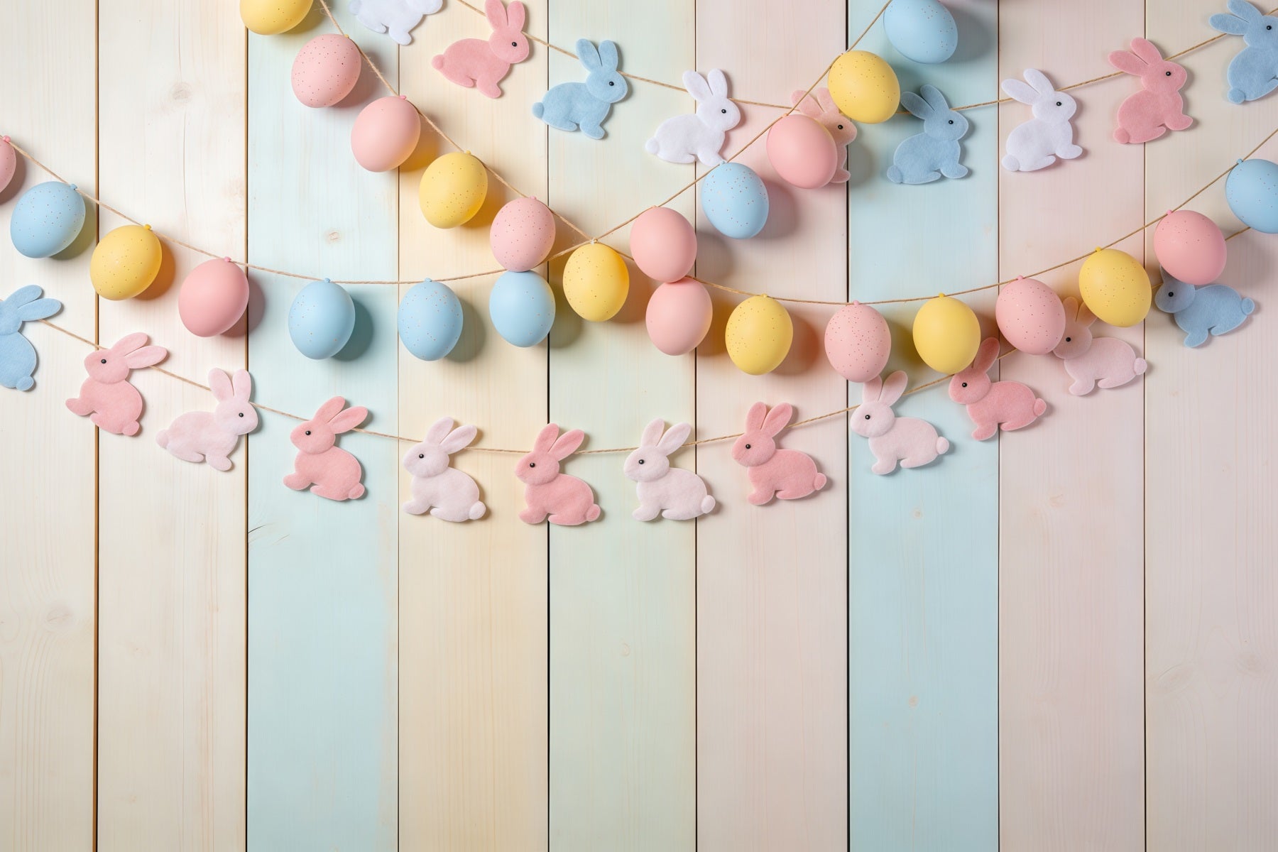 Easter Egg Backdrop Bunny Garland Pastel Wood Photo Backdrops Easter CSH62-70