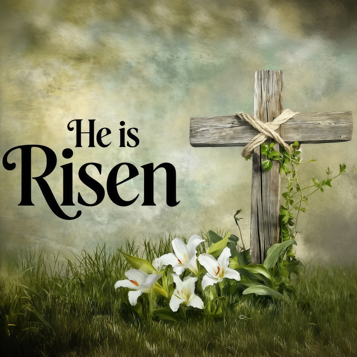 Easter Lily Backdrop He Is Risen Cross Simple Easter Backdrop Ideas CSH62-81