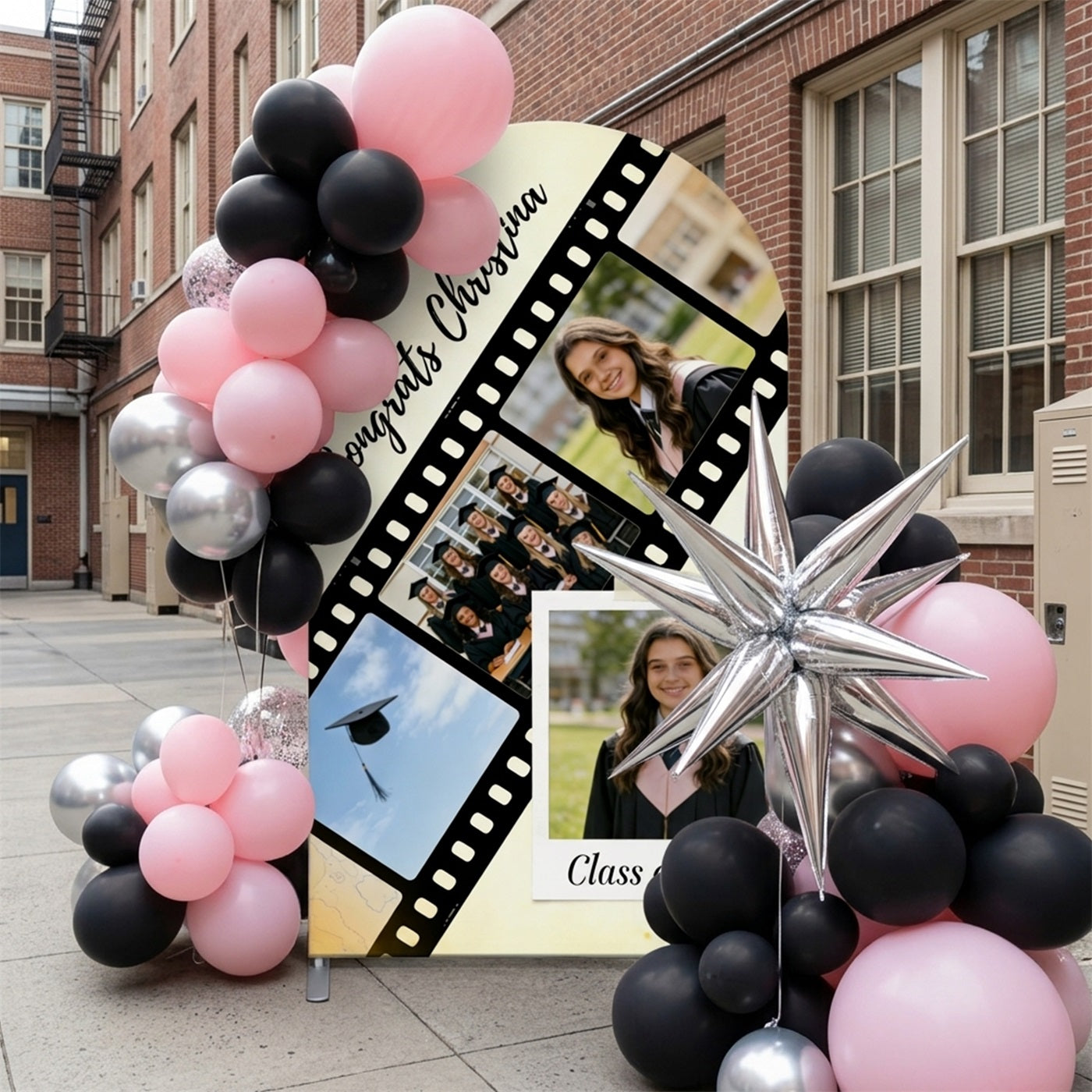 Memory Collage Graduation Backdrop Film Strip Personalized Photo Arch Graduation Photoshoot Backdrop CSH63-130