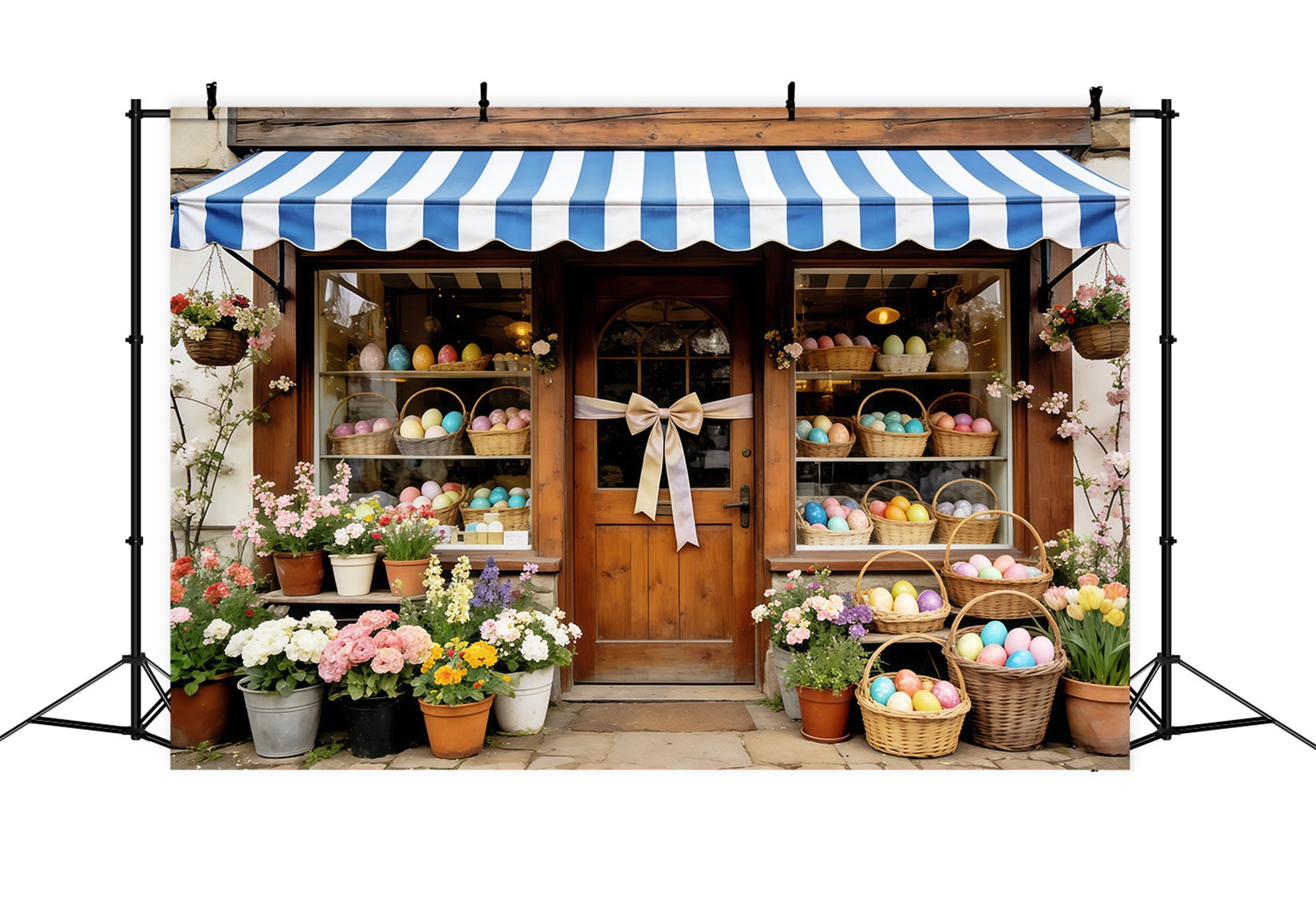 Easter Rustic Backdrop Egg Basket Wooden Flower Shop 10x10 Easter Backdrop CSH63-40